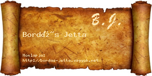 Bordás Jetta névjegykártya